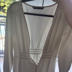 Zara Ivory V-Neck Dress